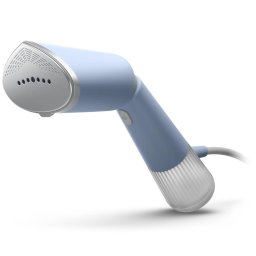 Aparat de calcat vertical portabil Philips STH5020/20 Seria 5000 , 1300W, debit de abur 24 g/min, rezervor de apa 120 ml, talpa metalica, cap reglabil pentru calcare verticala si orizontala, saculet depozitare/ manusa (2in1), Albastru deschis