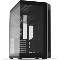 Carcasa PC Zalman P60, Middle Tower, ARGB, Fara sursa, Sticla temperata, 11 ventilatoare compatibile, 5 incluse, Negru
