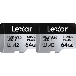 Card memorie Lexar microSDXC Silver Plus 1066x UHS-I/U3/A2/4K R205/W100 (V30) 64GB - 2pack