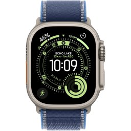 Ceas Smartwatch Apple Watch Ultra 3, GPS + Cellular, 49mm Natural Titanium Case, Blue/Bright Blue Trail Loop - M/L
