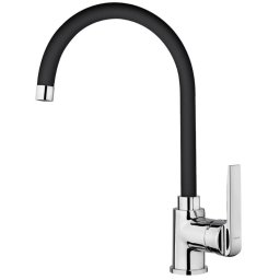 Baterie de bucatarie Teka IN 995 Q BLACK, teava inalta rotativa, cartus ceramic, negru-crom