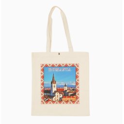 Traista din bumbac imprimata - Turnul Sfatului, Sibiu, 41x36 cm