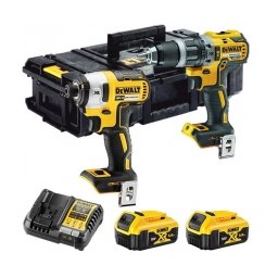 DeWalt - DCD796N + DCF887N - Masina de gaurit si insurubat cu percutie, 70 Nm + Masina de insurubat cu impact, 205 Nm, M5-M14 + Set 2 acumulatori si incarcator, Li-Ion, 18 V, 5 Ah + valiza speciala