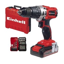Einhell - TE-CD 18/2 Li-i +22 PXC - Masina de gaurit si insurubat cu percutie cu 1 acumulator si incarcator, Li-Ion, 18 V, 2.5 Ah, 44 Nm, led iluminare, valiza plastic, accesorii