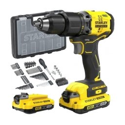 Stanley - SFMCD715D2A - Masina de gaurit si insurubat cu percutie cu 2 acumulatori si incarcator, Li-Ion, 18 V, 2 Ah, 60 Nm, motor fara perii, led iluminare, valiza plastic, accesorii