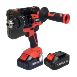 Yato - YT-82791 - Masina de gaurit si insurubat cu percutie cu 2 acumulatori si incarcator, Li-Ion, 18 V, 3 Ah, 75 Nm, motor fara perii, led iluminare, valiza plastic
