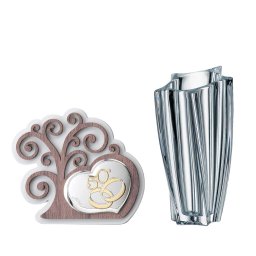 Set Medalion Argint Nunta de Aur si Vaza de la Bohemia 25.5 cm