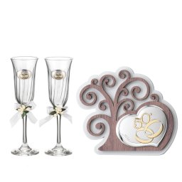 Set 2 Pahare Miri si Medalion Argint 50 Ani Casatorie 15x13 cm