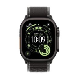 Curea Originală Apple Watch Trail Loop 49mm, Negru/Gri, Titan, Mărime M/L – Compatibilă cu Apple Watch