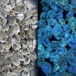 Diamant Herkimer Petroleum, cuart cu incluziuni de petrol, fluorescent, cristal rar autentic, 1 buc