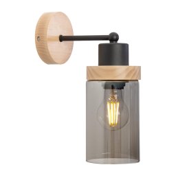 Lampă de perete WOODNEST 1xE27/15W/230V lemn de pin/negru fumuriu