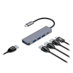 HUB Platinet PMH42 | 5in1, USB-C, PD 100W, Aluminiu