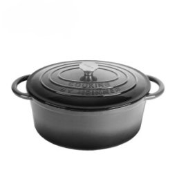Cratita Ovala, din Fonta Emailata, cu Capac, 33 x 26.5 x 11.5 cm, Capacitate 6 l, Gri