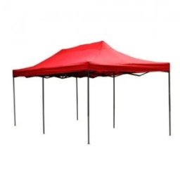 Cort Tip Pavilion Metalic pentru Gradina, Z Tools, Rosu, Impermeabil 3 x 6 m