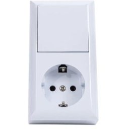 Intrerupator Simplu si Priza, cu Cap pentru Quatric, 16 A, 250 V