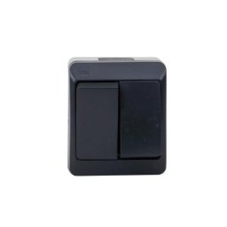 Intrerupator Dublu, Hermes, Alb/Negru 10 A, 250 V, IP44