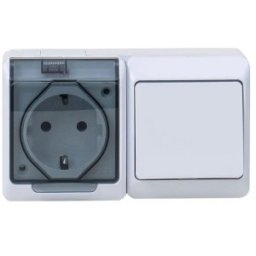 Priza Simpla cu Capac Transparent Hermes, Intrerupator 16 A/250, IP44