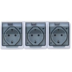 Priza Tripla cu Capac Transparent Hermes, 16 A/250, IP44