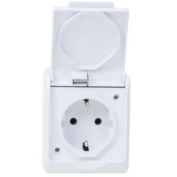 Priza Simpla Alba cu Capac Hermes, 16 A/250, IP44