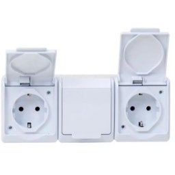 Priza Tripla Alba cu Capac Hermes, 16 A/250, IP44
