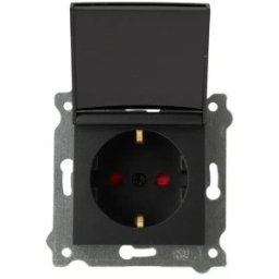 Priza Simpla Incastrata Exen, cu Capac 16 A, 250 V, Schuko Negru