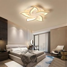 Lustra LED LOTUS 54W cu telecomanda, 5 petale, dimabila, alb mat