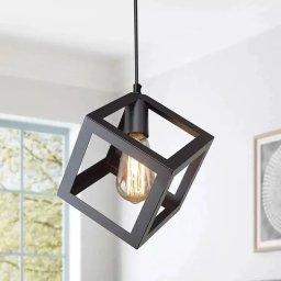 Lustra pendul cub STRUKTUR Uno, metal negru, 1xE27, înaltime 110 cm