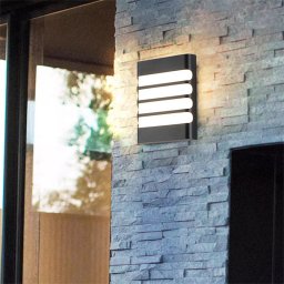 Aplica exterior LED Raisa 18W, 3000K, negru, design geometric pentru fatada