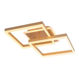 Lustra LED Arwen 142W cu telecomanda, 2 patrate aurii, dimabila CCT