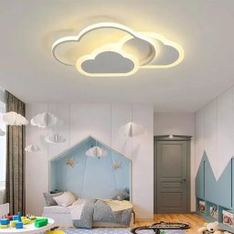 Lustra LED RIOKO 48W dimabila cu telecomanda, 3 nori, alb, lumina CCT