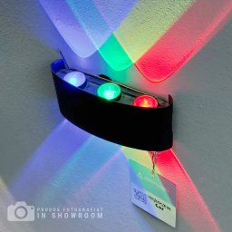 Aplica LED RGB pentru interior/exterior IP65, 6x1W, neagra, lumina calda 3000K
