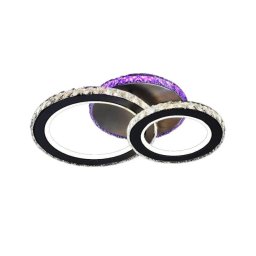 Lustra LED RGB cu telecomanda si cristale Zafina 106W, 2 cercuri, negru