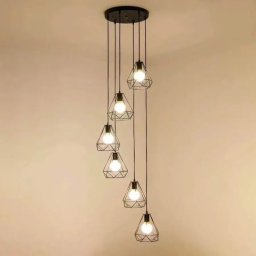 Lustra pendul STRUKTUR forma diamant, 6xE27, metal negru, pentru living si bucatarie