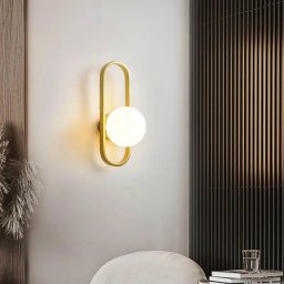 Aplica de perete Amena alb-auriu, 1x E14, design modern cu glob
