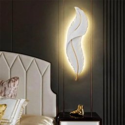 Aplica LED Esther tip pana, 36W, 87 cm, alb-auriu, pentru interior