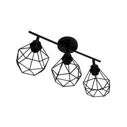 Lustra Ailyn neagra 3xE27 din metal, design geometric modern pentru hol