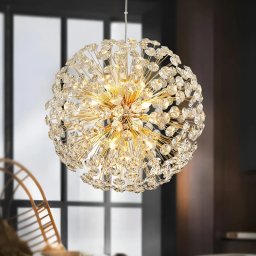 Candelabru din cristal MINUET, 9x G9, Ø50 cm, auriu lucios, inaltime reglabila
