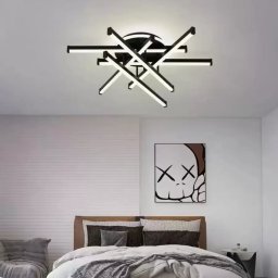 Lustra LED FILO 188W cu telecomanda, 6 elemente liniare, dimabila, negru mat