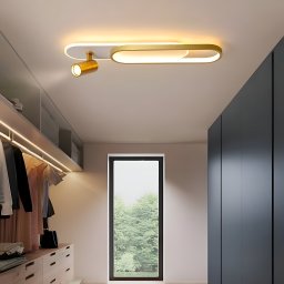 Lustra LED Camilla 48W cu proiector reglabil, 3 culori lumina, auriu lucios