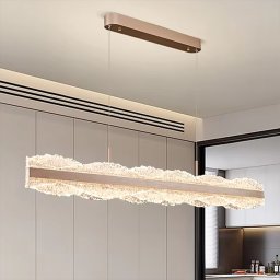Lustra LED suspendata Nivalis 55W, 120 cm, dimabila cu telecomanda, aurie