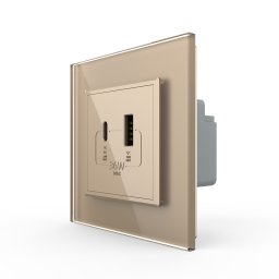 Priza USB-A + USB-C Livolo 36W cu rama din sticla aurie