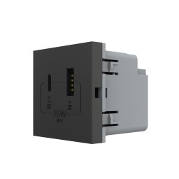 Priza USB-A + USB-C Livolo 36W, negru, modul din seria noua
