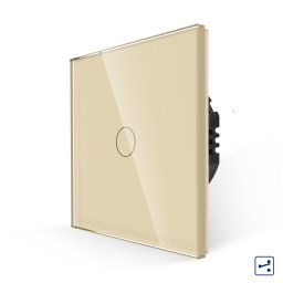 Intrerupator touch simplu cap scara/cruce din sticla Luxion, auriu