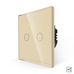 Intrerupator dublu touch cap scara/cruce din sticla, auriu, Luxion