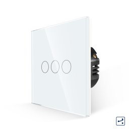 Intrerupator touch triplu cap scara din sticla alb LUXION, Seria A