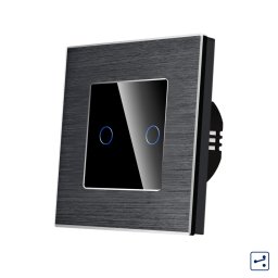 Intrerupator dublu touch cap scara din sticla, negru, Luxion Serie A