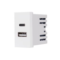 Modul priza USB A+C Luxion 1M alb, standard italian pentru rame din sticla