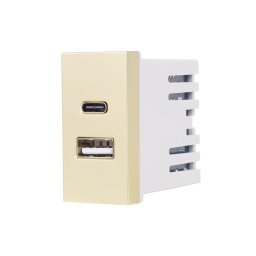 Modul priza USB A+C Luxion 1M auriu, standard italian pentru rame din sticla