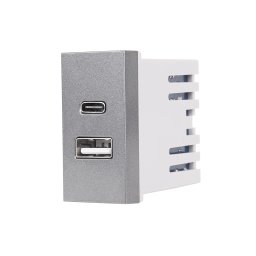 Modul priza USB A+C 1M Luxion, gri, standard italian pentru rame din sticla