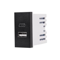 Modul priza USB A+C Luxion 1M, negru, standard Italian